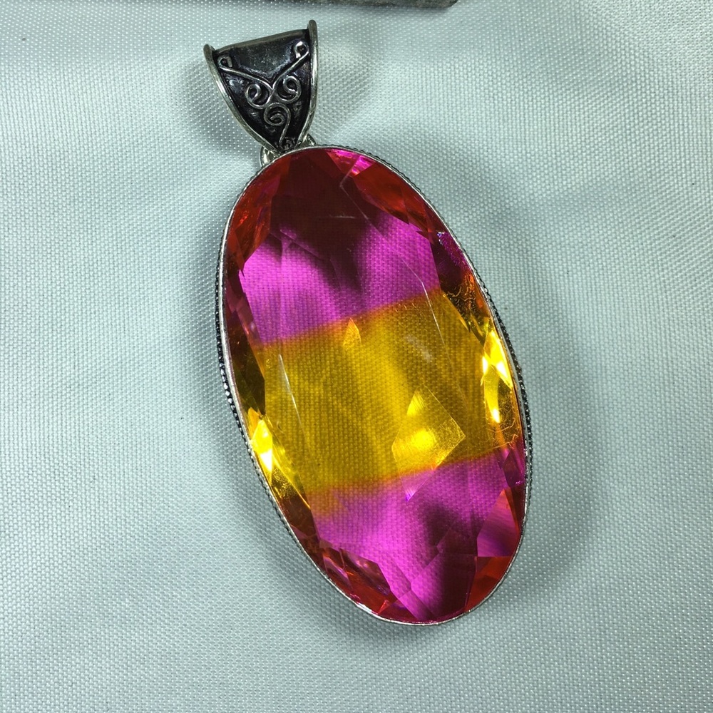 Bi Color Tourmaline Pink Yellow Pendant